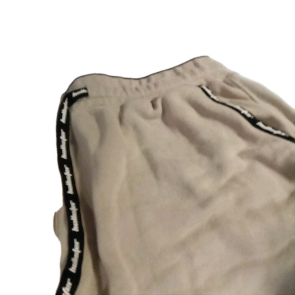 Hollister Mens Jogger Shorts Sz. Med. Beige Black Trim With Spellout - Picture 2 of 4